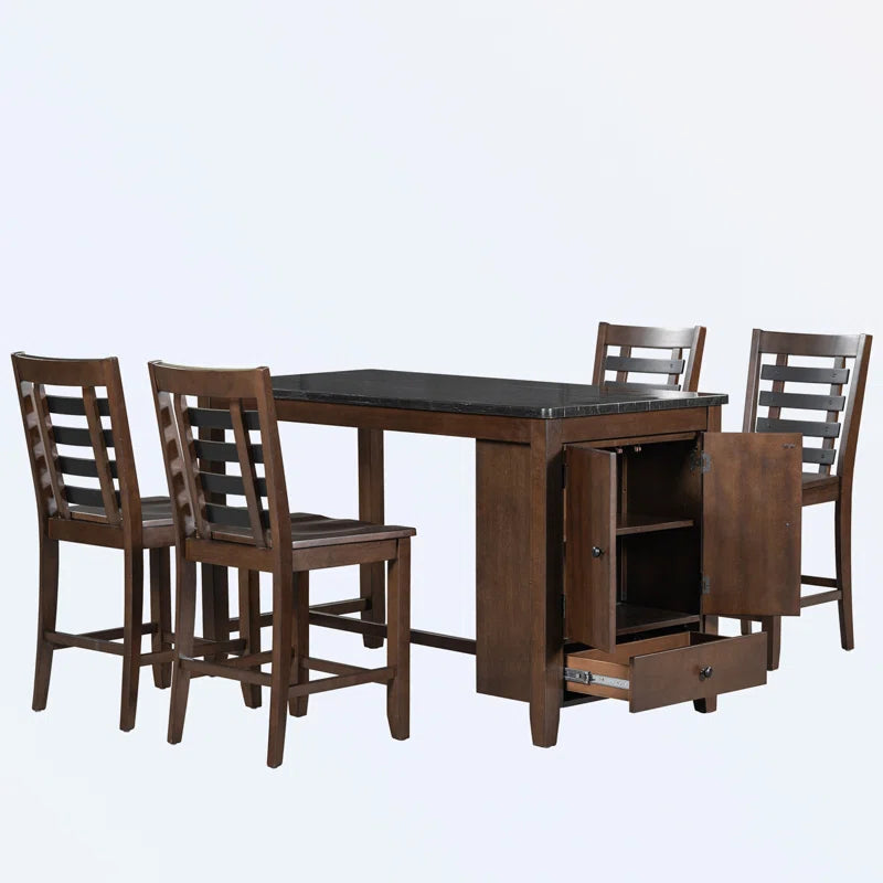 Elegant 5-Piece Marble Top Dining Set: A Fusion of Luxury and Function