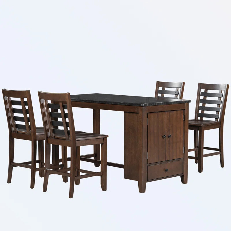 Elegant 5-Piece Marble Top Dining Set: A Fusion of Luxury and Function