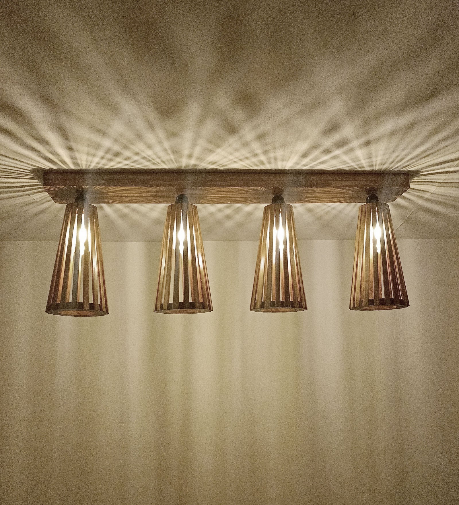 Billet Brown Wooden 4 Series Ceiling Lamp (BULB NOT INCLUDED)