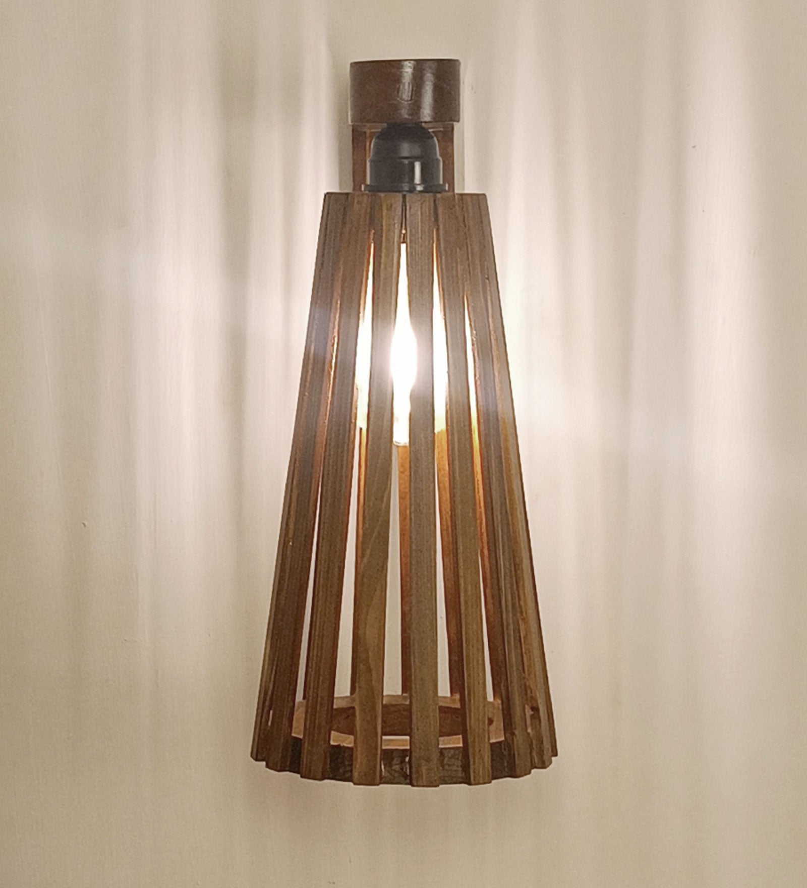 Billet Brown Wooden Wall Light (BULB NOT INCLUDED)