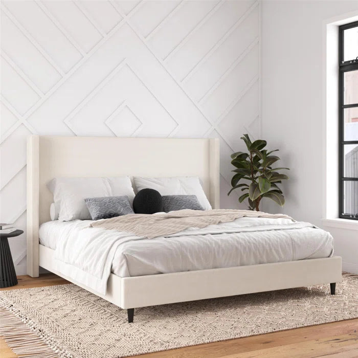 Birzer King Upholstered Wingback Bed