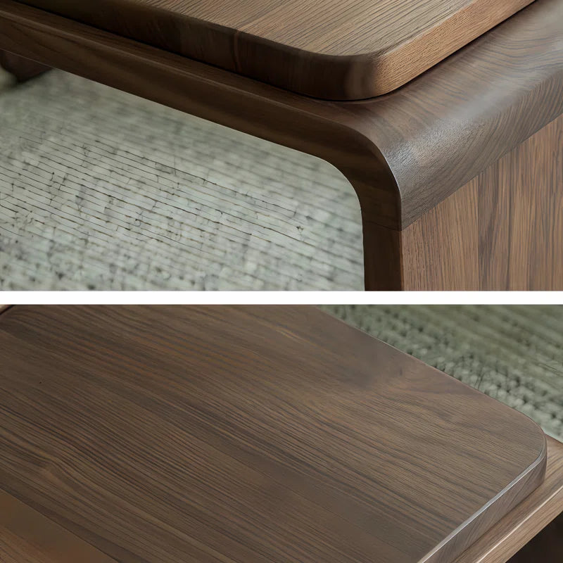 Walnut Square Coffee Table Modern Geometric Small Side Table