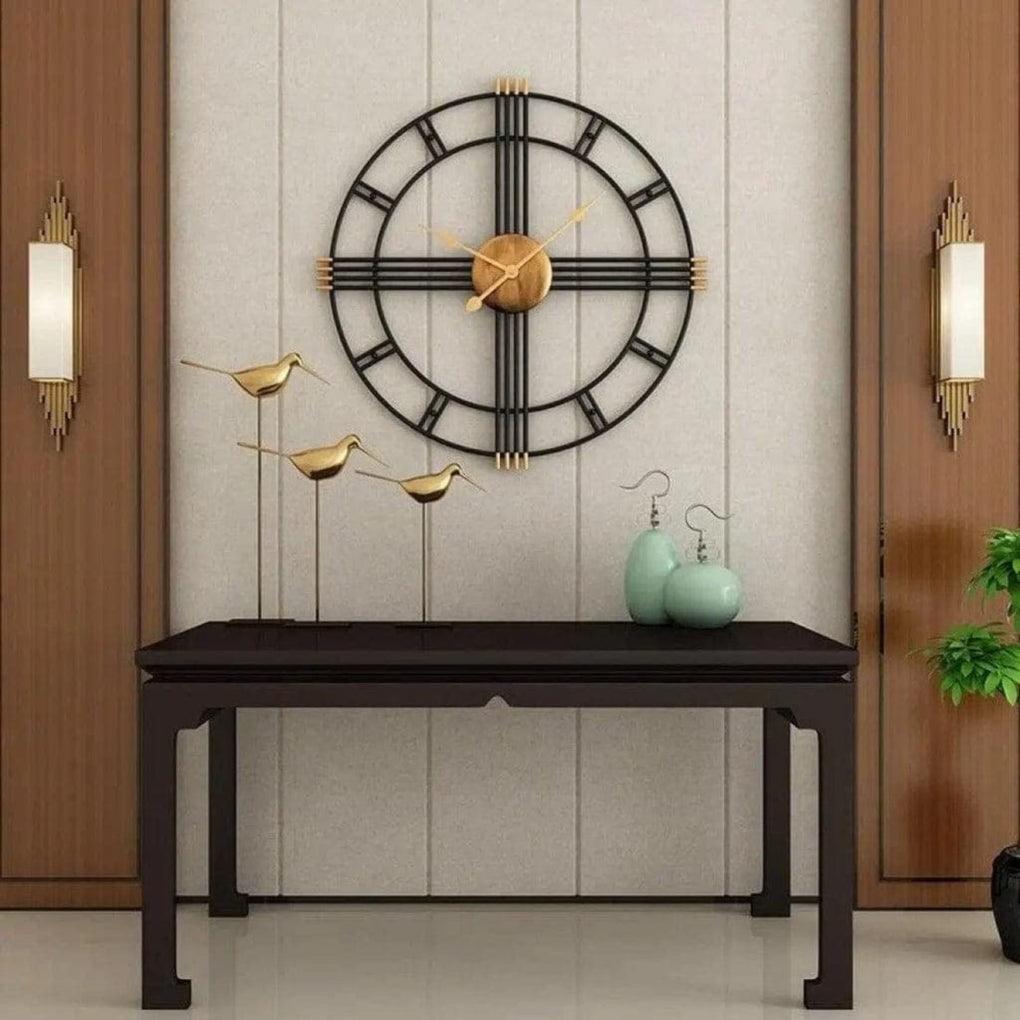 Metal iron black and gold wall clock - Ouch Cart 