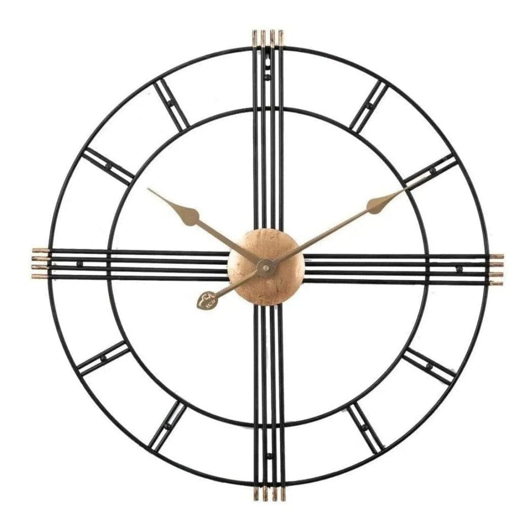 Metal iron black and gold wall clock - Ouch Cart 