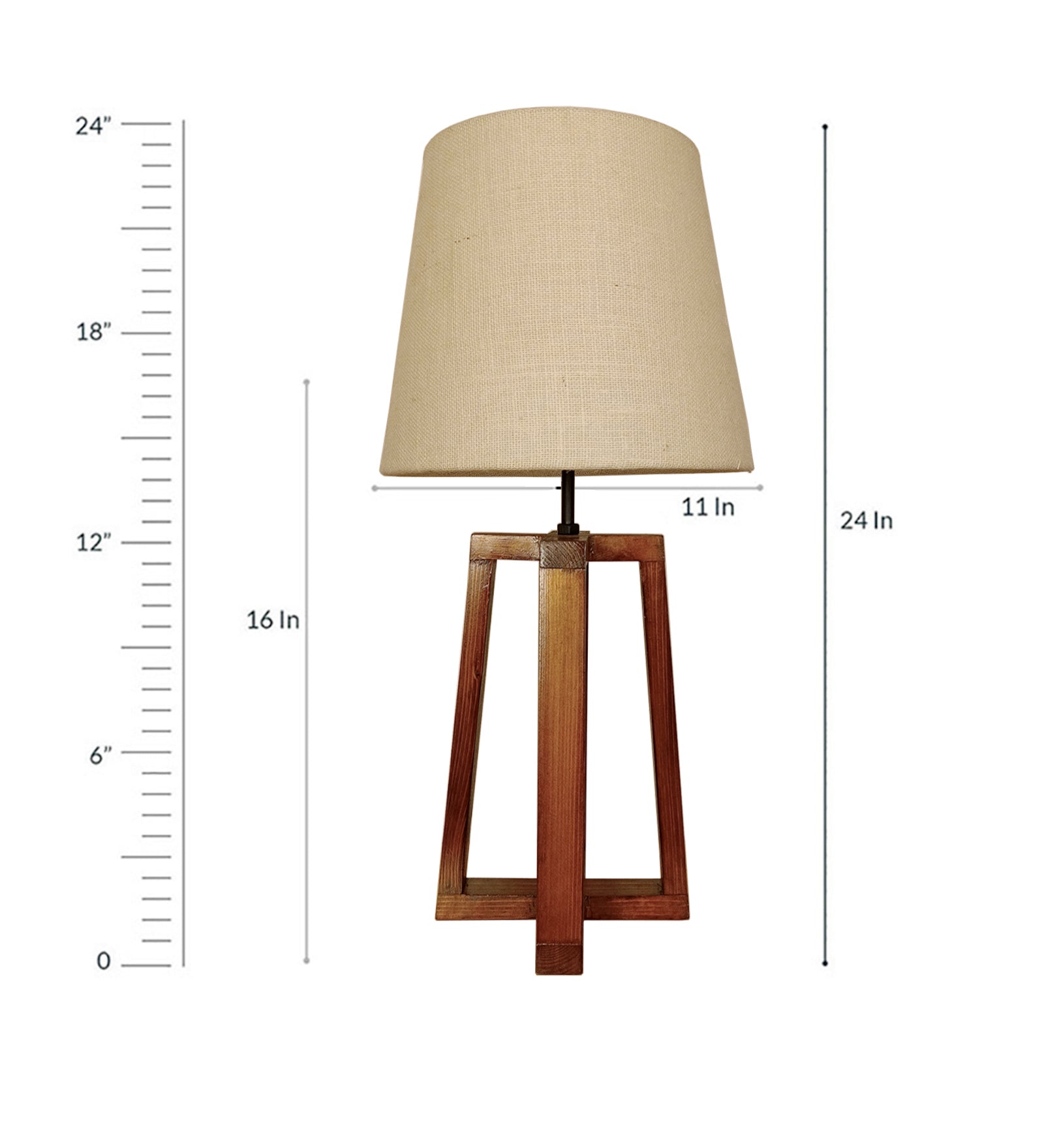 Blender Brown Wooden Table Lamp with White Fabric Lampshade (BULB NOT INCLUDED)