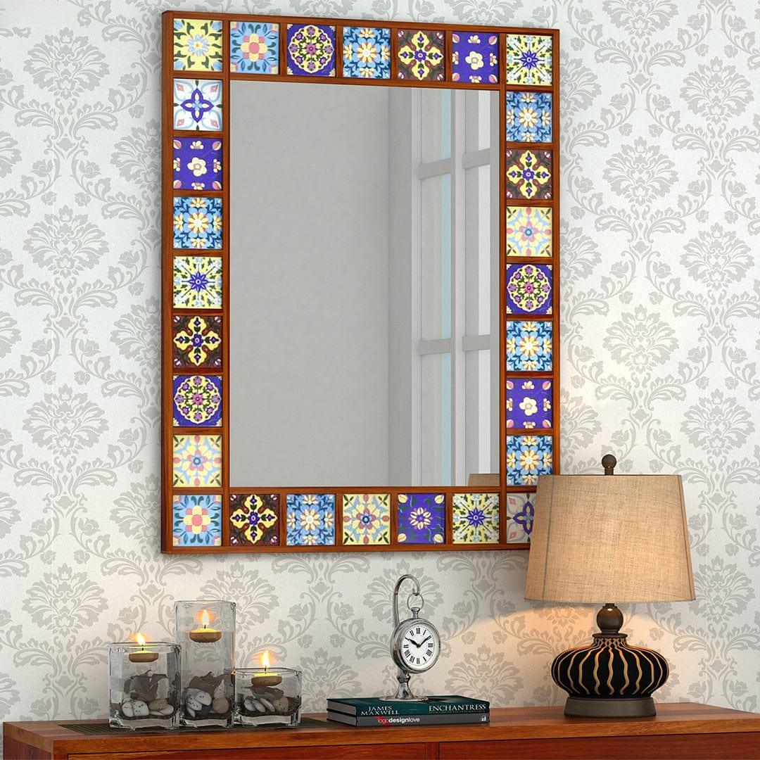 Boho Mirror With Sheesham Wood Frame - Ouch Cart 