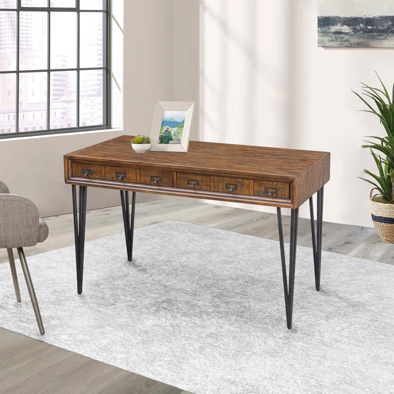 "Compact & Stylish: Two-Drawer Writing Desk for Productive Spaces"