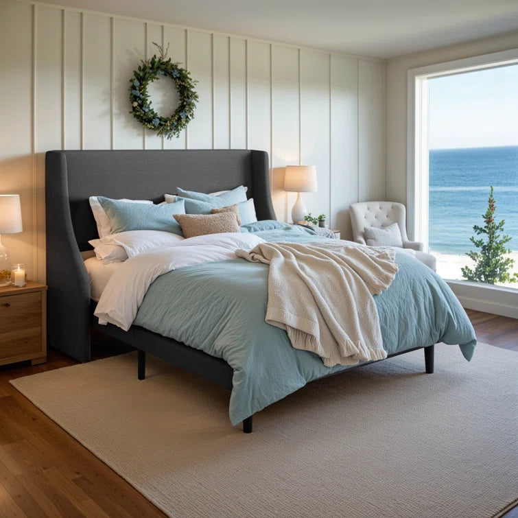 Bowdoin Upholstered Wingback Platform Bed