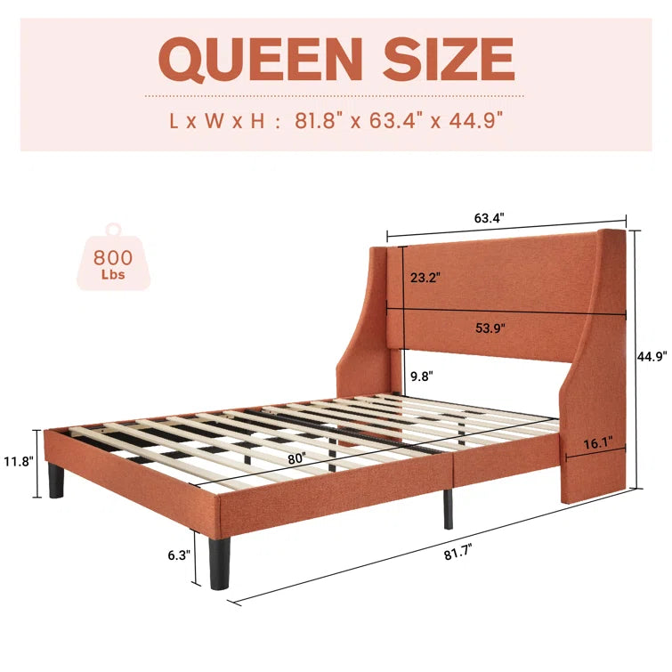 Bowdoin Upholstered Wingback Platform Bed