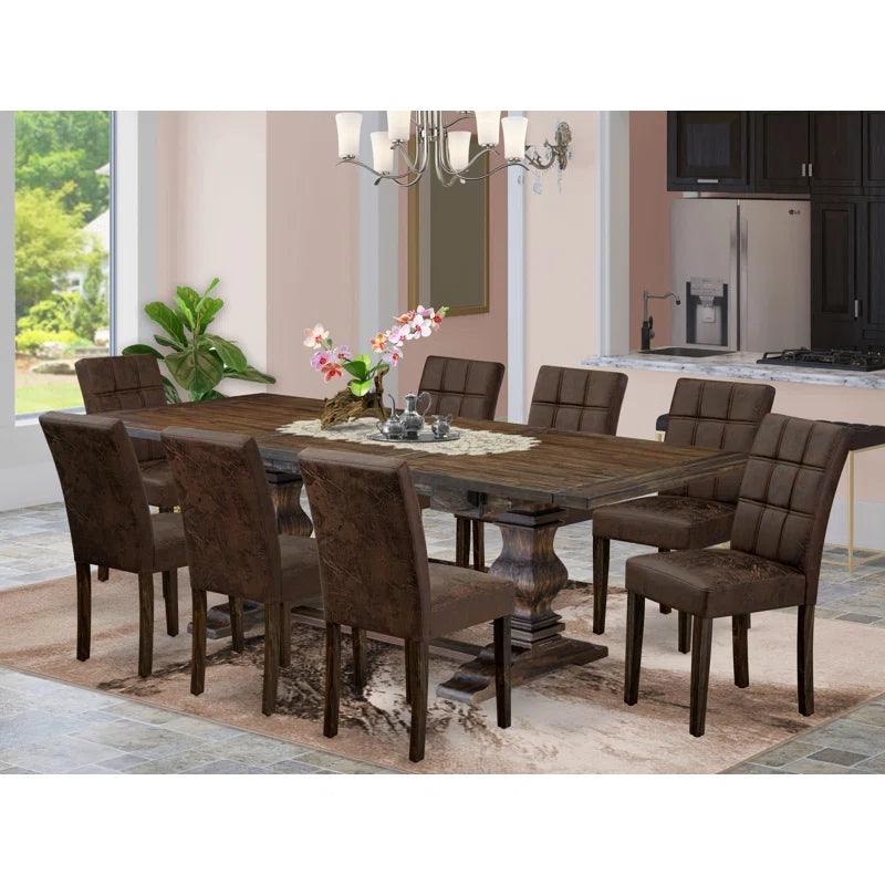 9 - Piece Extendable Trestle Dining Set - Ouch Cart 