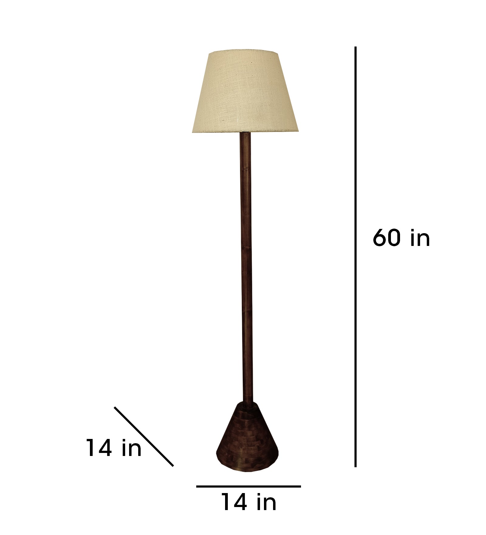 Brice Wooden Floor Lamp with Brown Base and Jute Fabric Lampshade (BULB NOT INCLUDED)