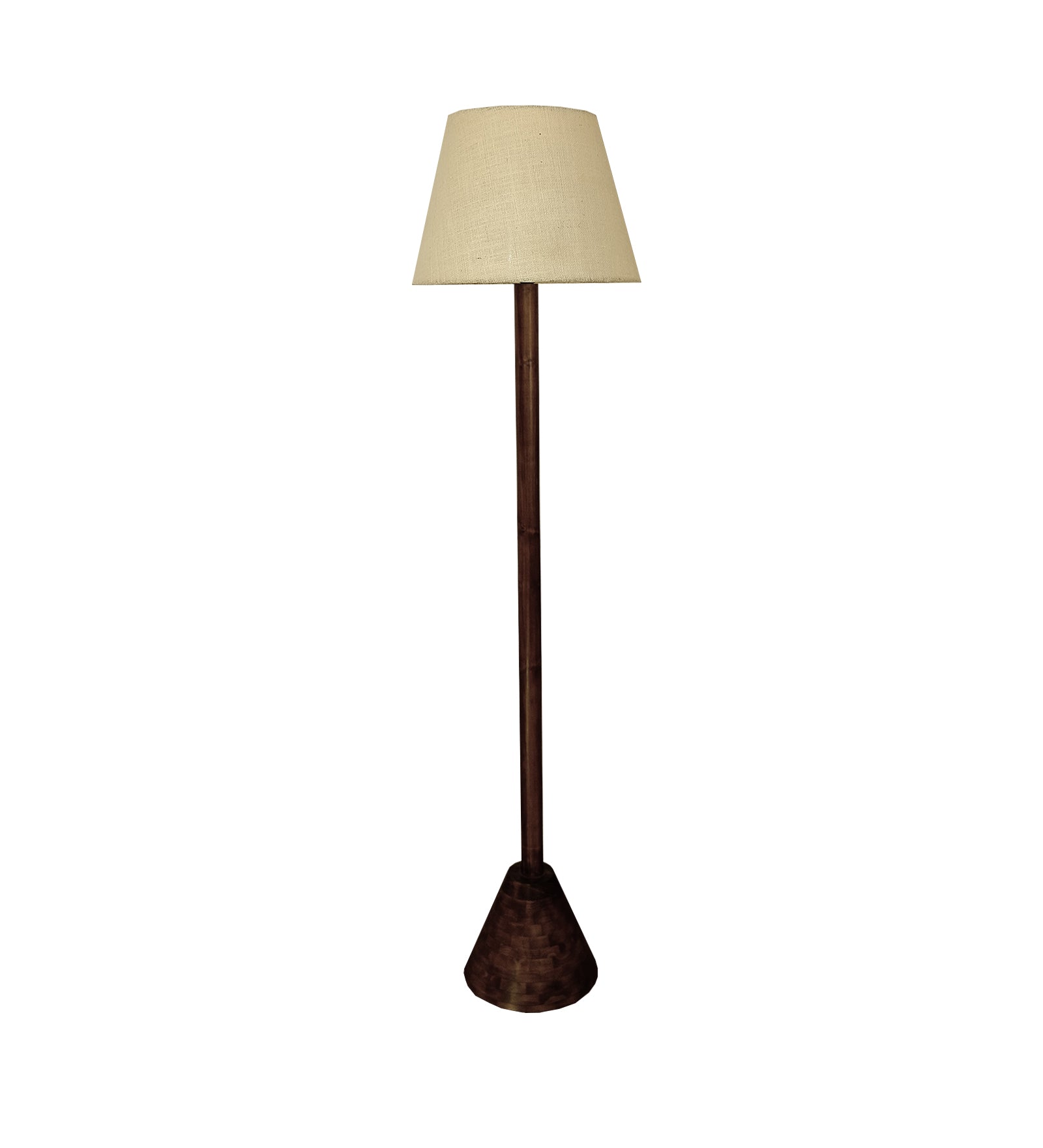 Brice Wooden Floor Lamp with Brown Base and Jute Fabric Lampshade (BULB NOT INCLUDED)