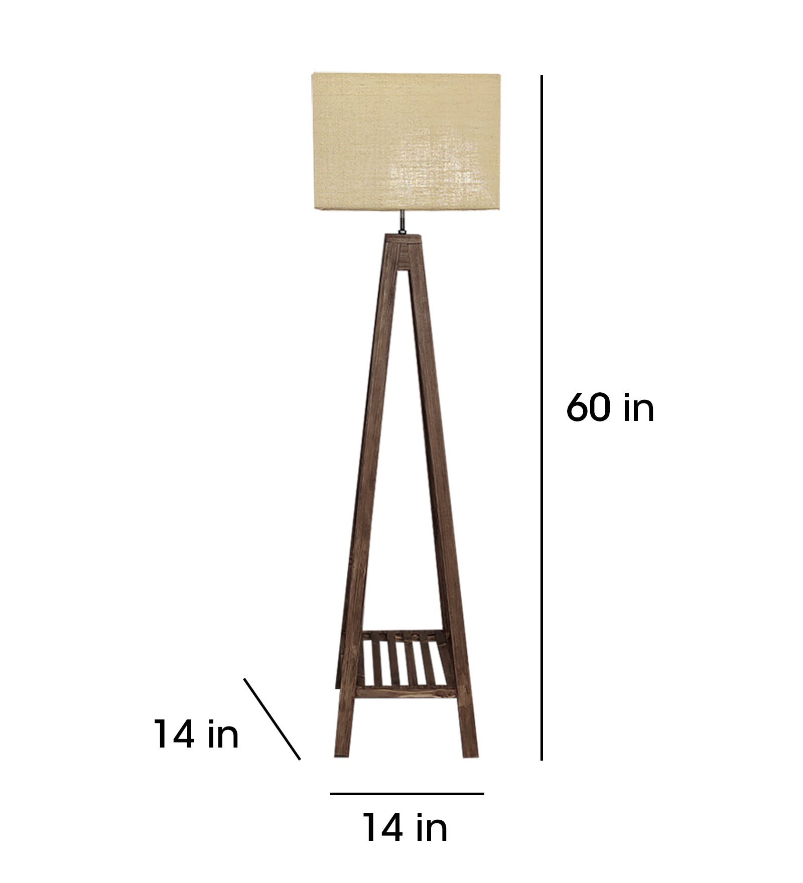 Brielle Wooden Floor Lamp with Brown Base and Beige Fabric Lampshade (BULB NOT INCLUDED)