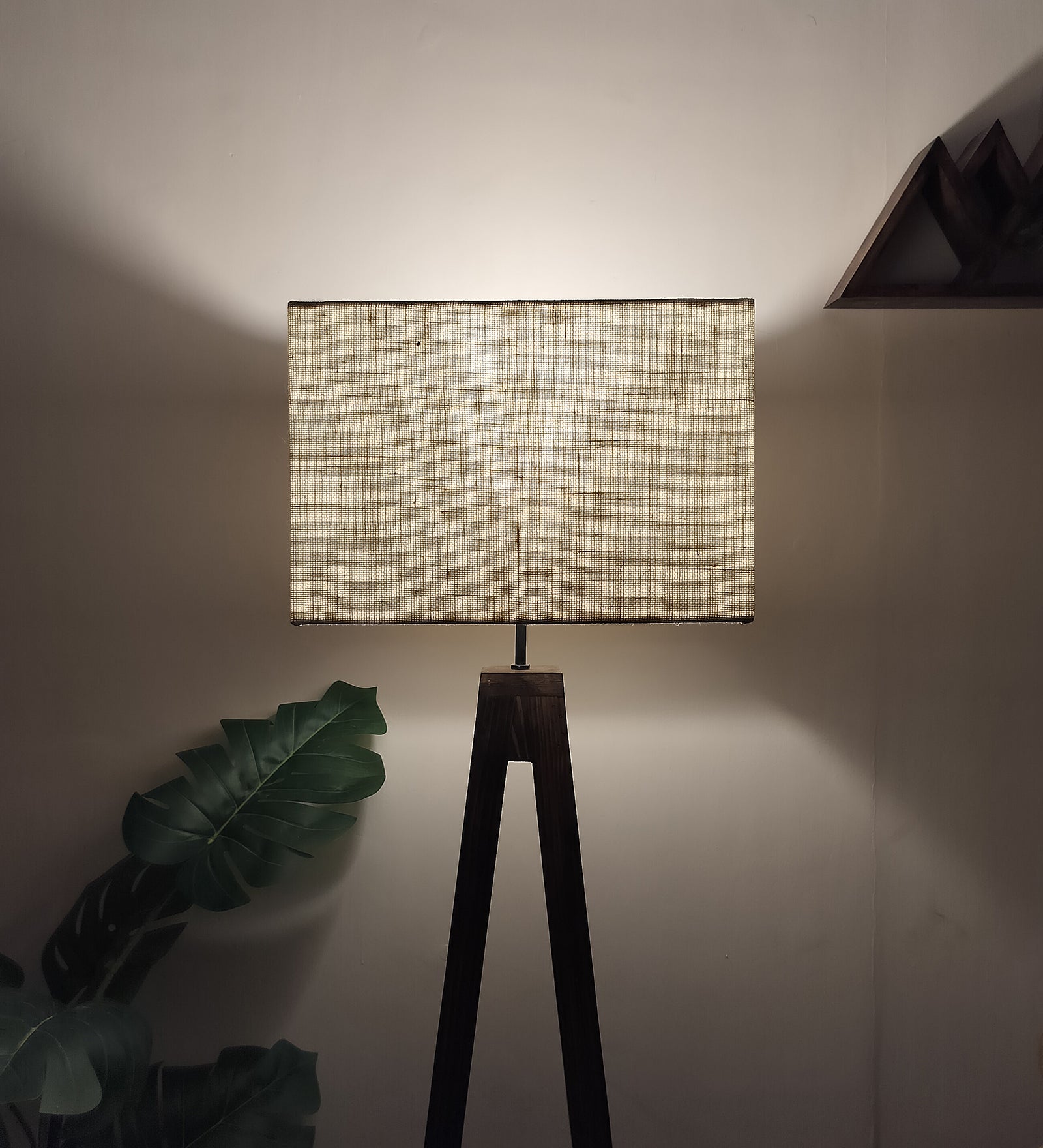 Brielle Wooden Floor Lamp with Brown Base and Beige Fabric Lampshade (BULB NOT INCLUDED)