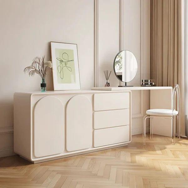 Katarzyna Vanity Dressing Table with Chair & Mirror, Makeup Vanity, White Vanity Table with Mirror, Vanity Dressing Table Adjustable for Bedroom - Ouch Cart 