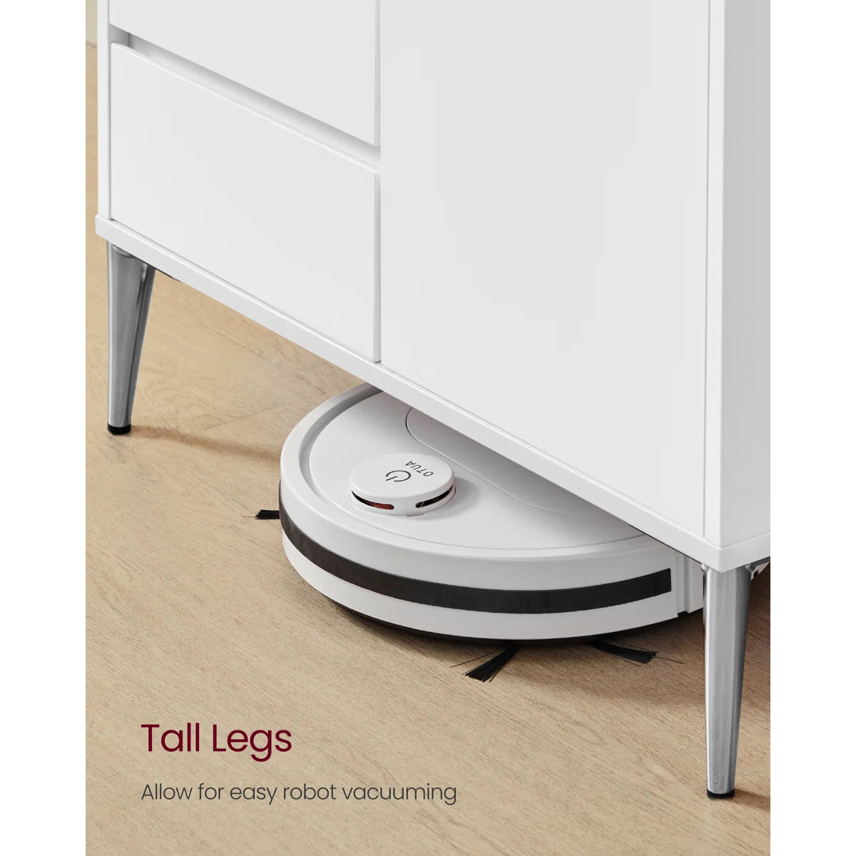 Modern White Accent Cabinet with 2 Doors, 2 Drawers & Adjustable Shelves