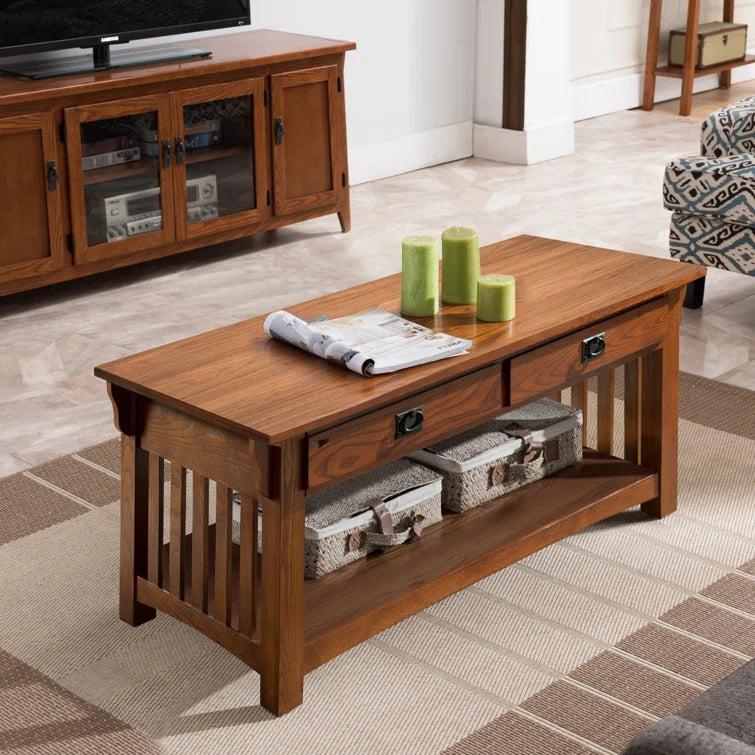 Brockton Solid Wood Coffee Table in Medium Oak