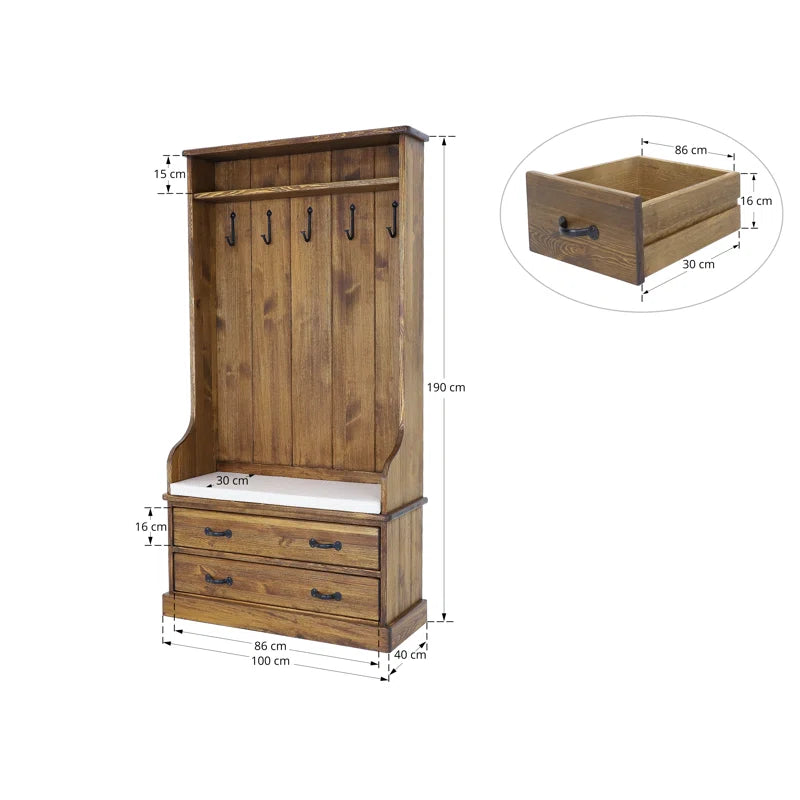 Jin Hall Tree 100cm Wide with Bench and Shoe Storage