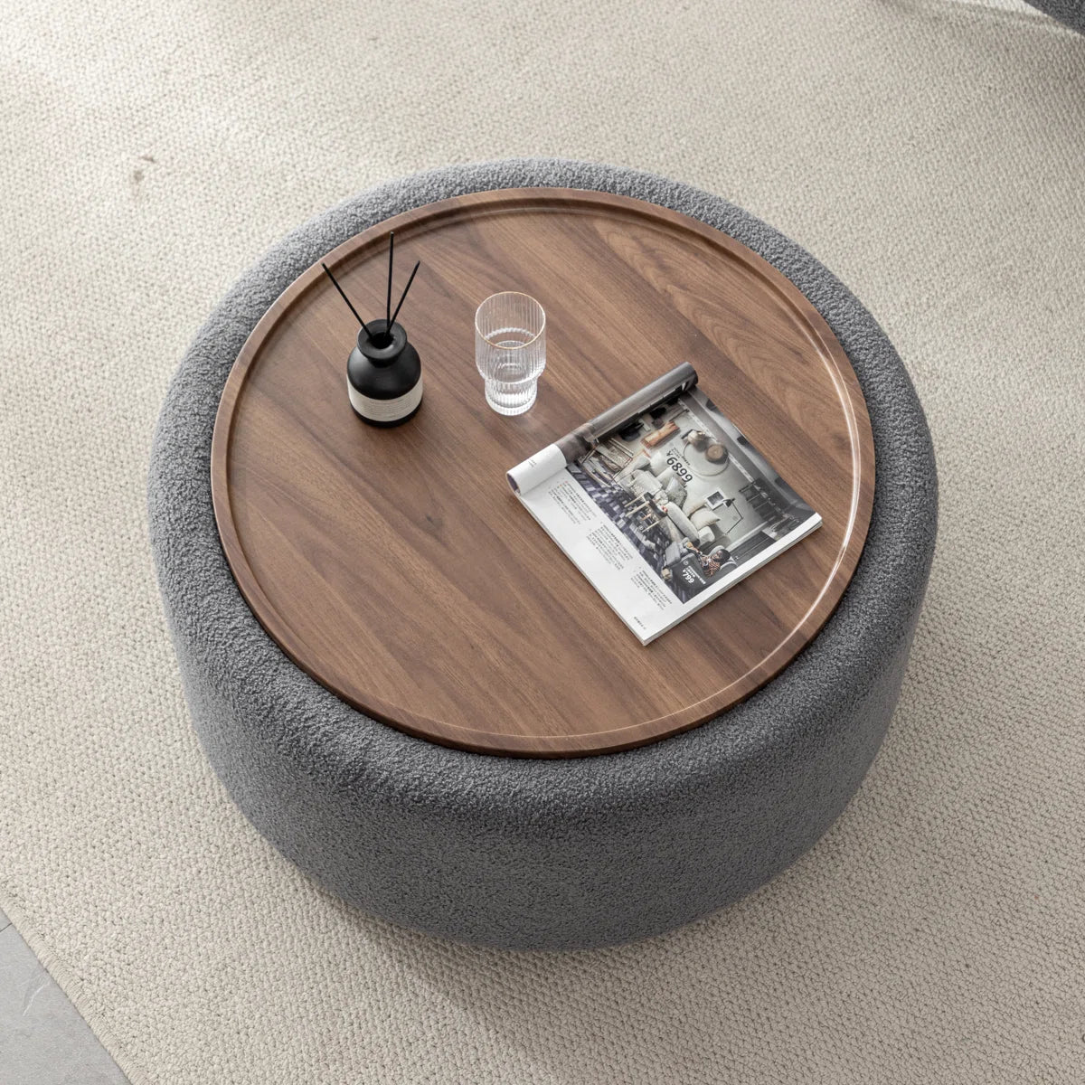 Bryonie Round Accent Ottoman with Storage Table