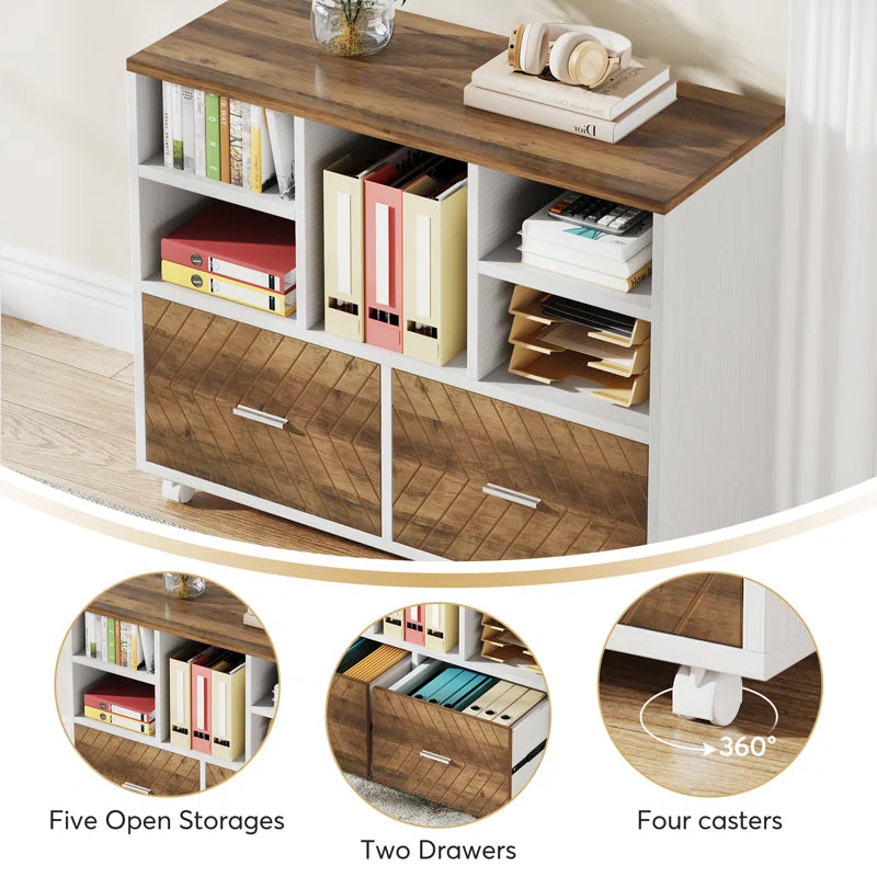 L-Shape Executive Desk with File Cabinet