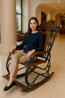 Elegant Wooden Iron Rocking Chair Stylish Swing