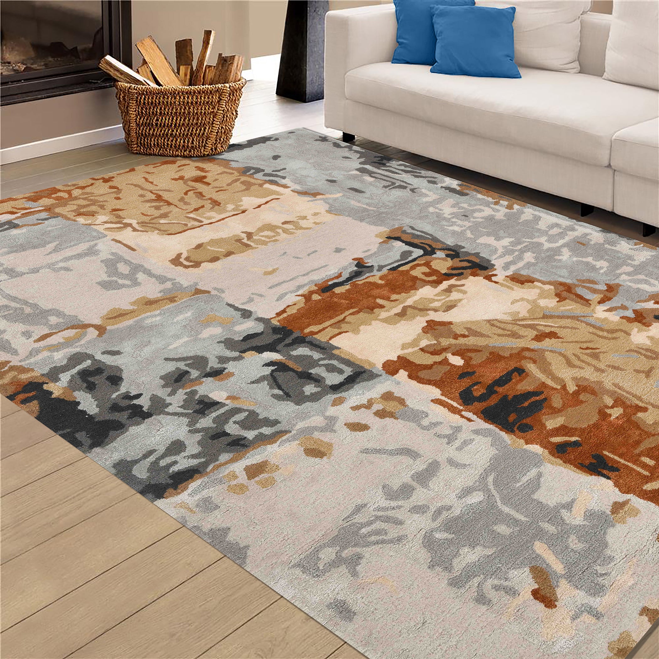 Saraswati Global Hand-Tufted Cubsim Collection Rug 5x8 - Luxurious Wool Viscose Blend, Plush Pile, Exquisite Design, Crafted in India, Anti-Skid & Anti Slip Backing Carpet , Ideal for Bedroom, Living Room, and Dining Room, Kids Room, Office