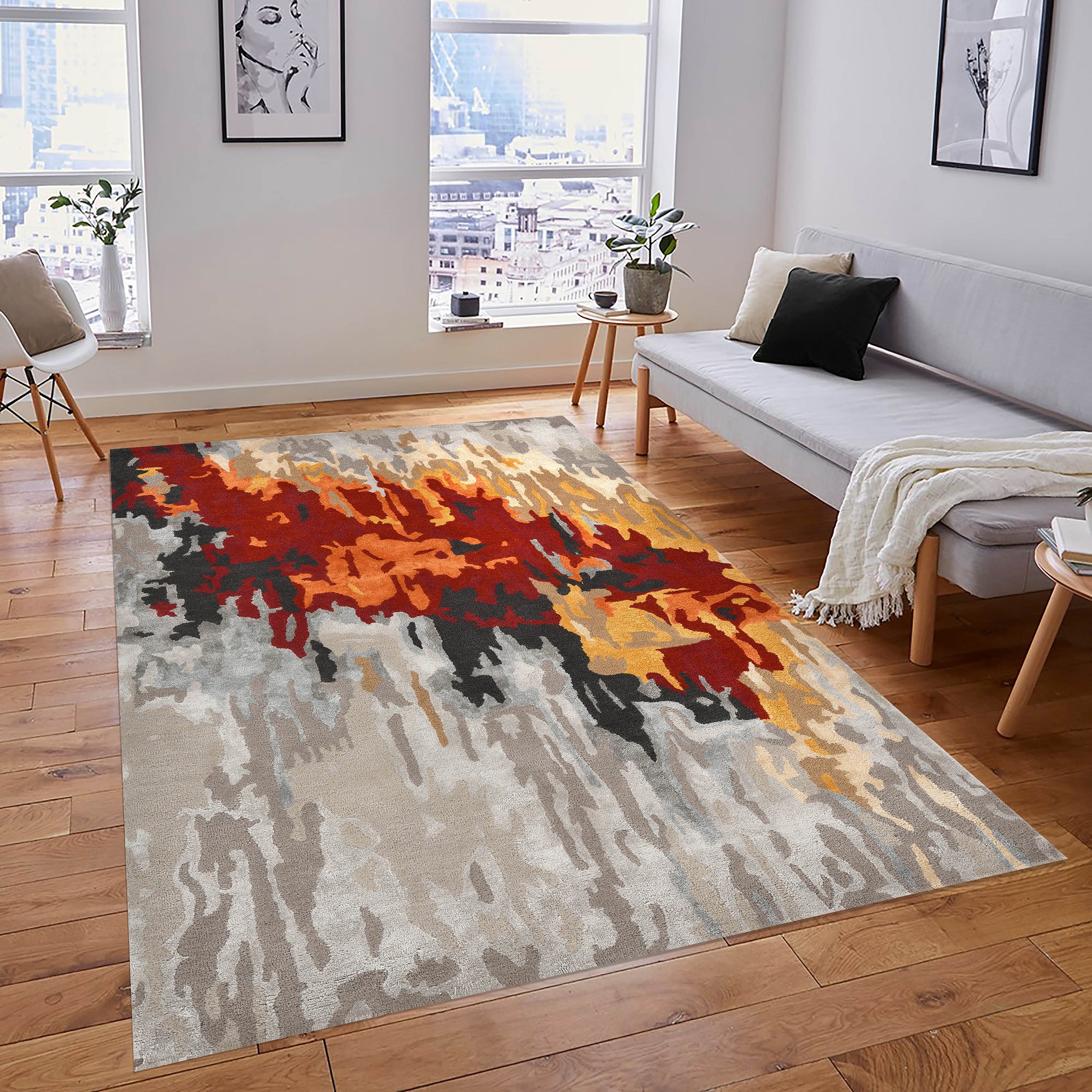 Saraswati Global Rug, Vibrant and Luxurious Rug, Wool Area Rug, 6x9 Feet, Anti Slip & Anti Skid Baking Carpet, Modern Rug, Ideal for Bedroom, Living Room, and Dining Room, Kids Room, Office Rug.