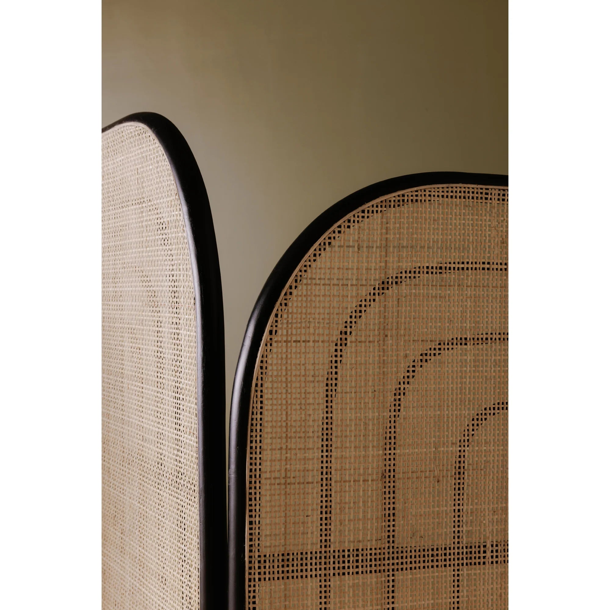 Ouch Cart 3 Panel Rattan Room Divider | Foldable Woven Privacy Screen with Iron Frame