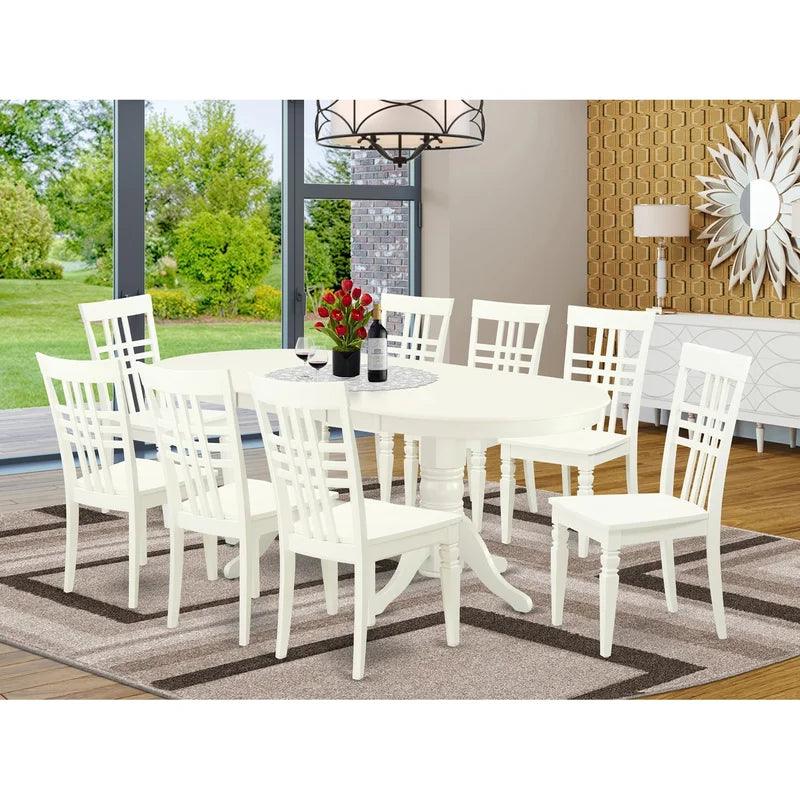 9 - Piece Extendable Solid Wood Double Pedestal Dining Set - Ouch Cart 