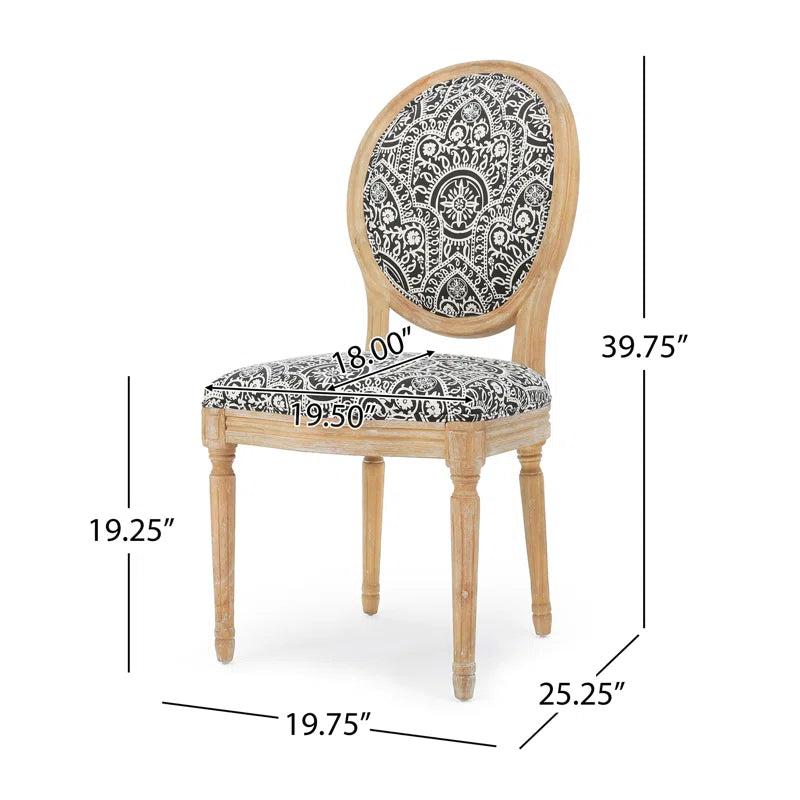 4-Seater Modern Farmhouse Dining Set Table & Upholstered King Louis Chairs