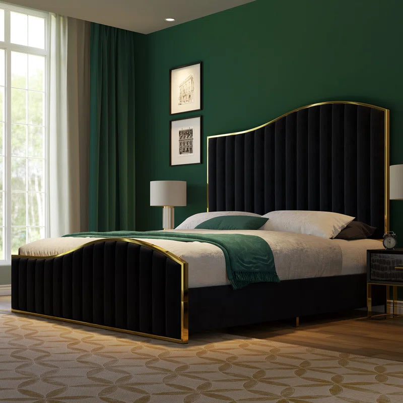 Callisburg Upholstered Bed Frame with Harp Headboard & Footboard