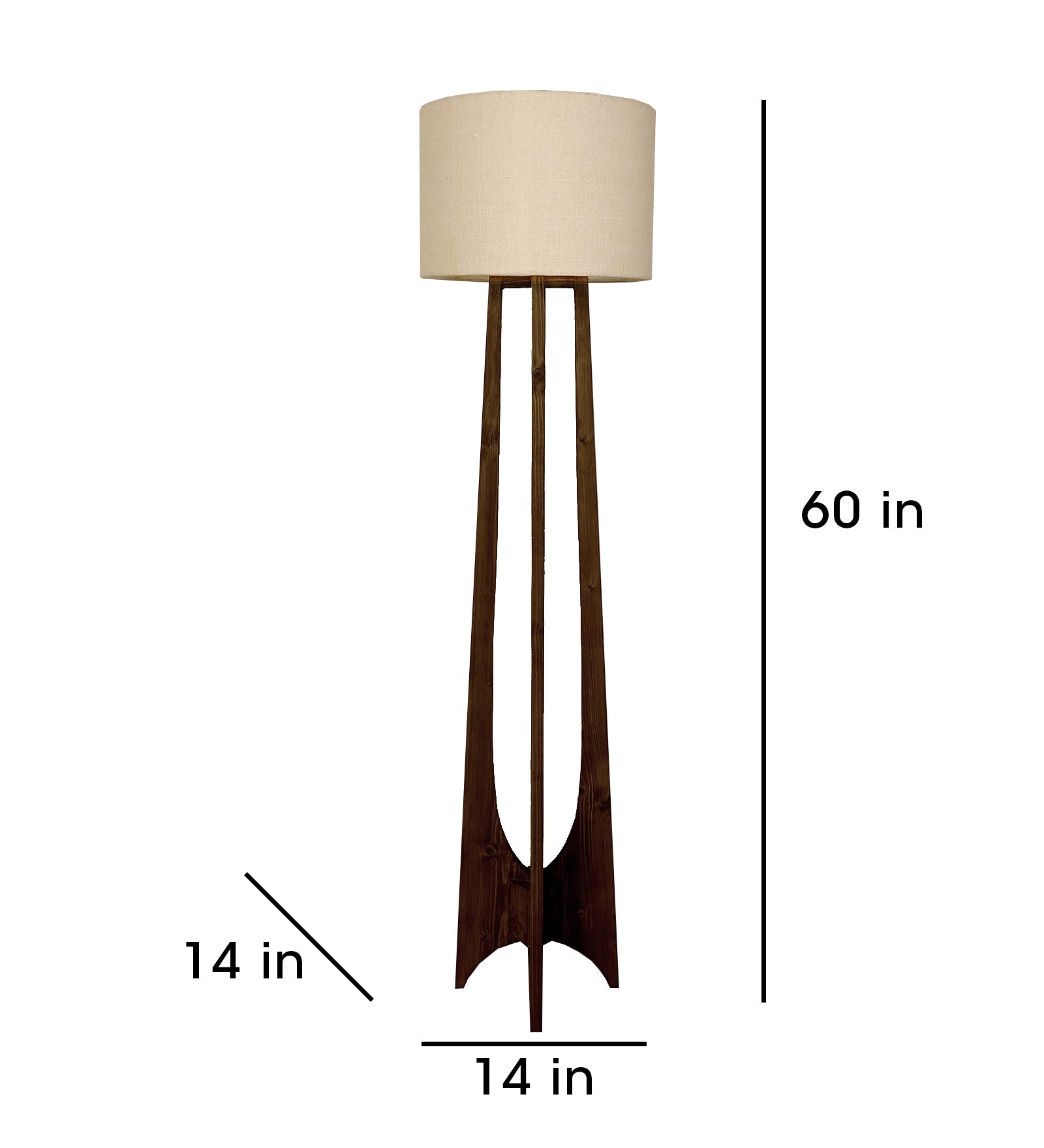 Camille Wooden Floor Lamp with Brown Base and Jute Fabric Lampshade (BULB NOT INCLUDED)