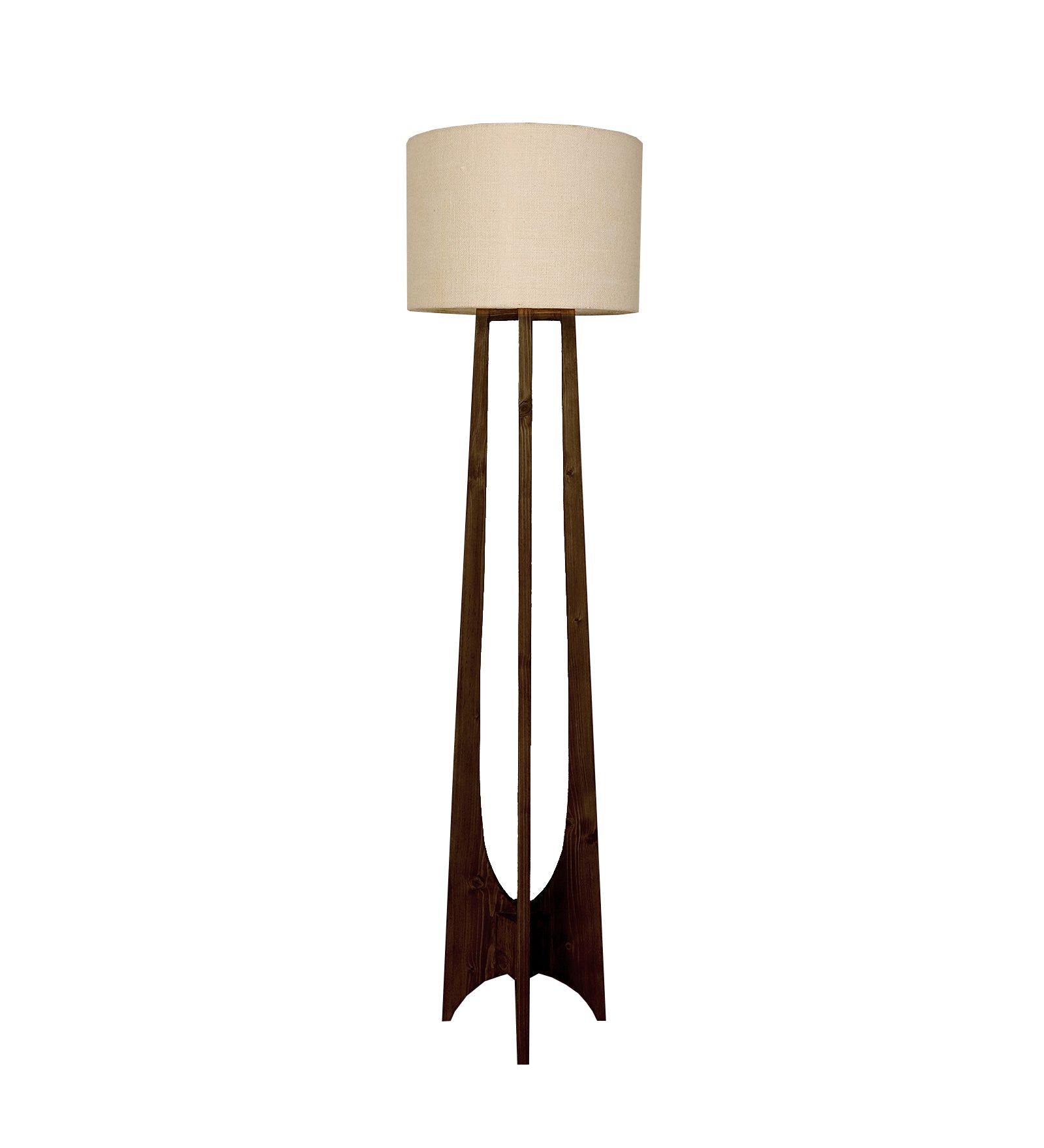 Camille Wooden Floor Lamp with Brown Base and Jute Fabric Lampshade (BULB NOT INCLUDED)