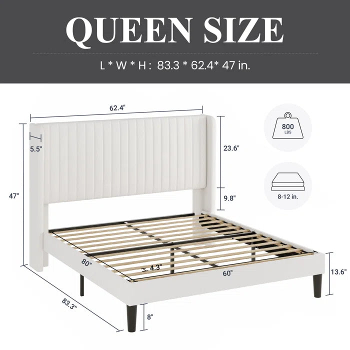 Candler Upholstered Platform Bed with Wingback