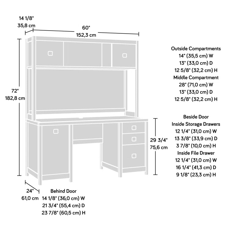 Bridge Comp Desk Hutch Ste, Sindoori Mango Finish