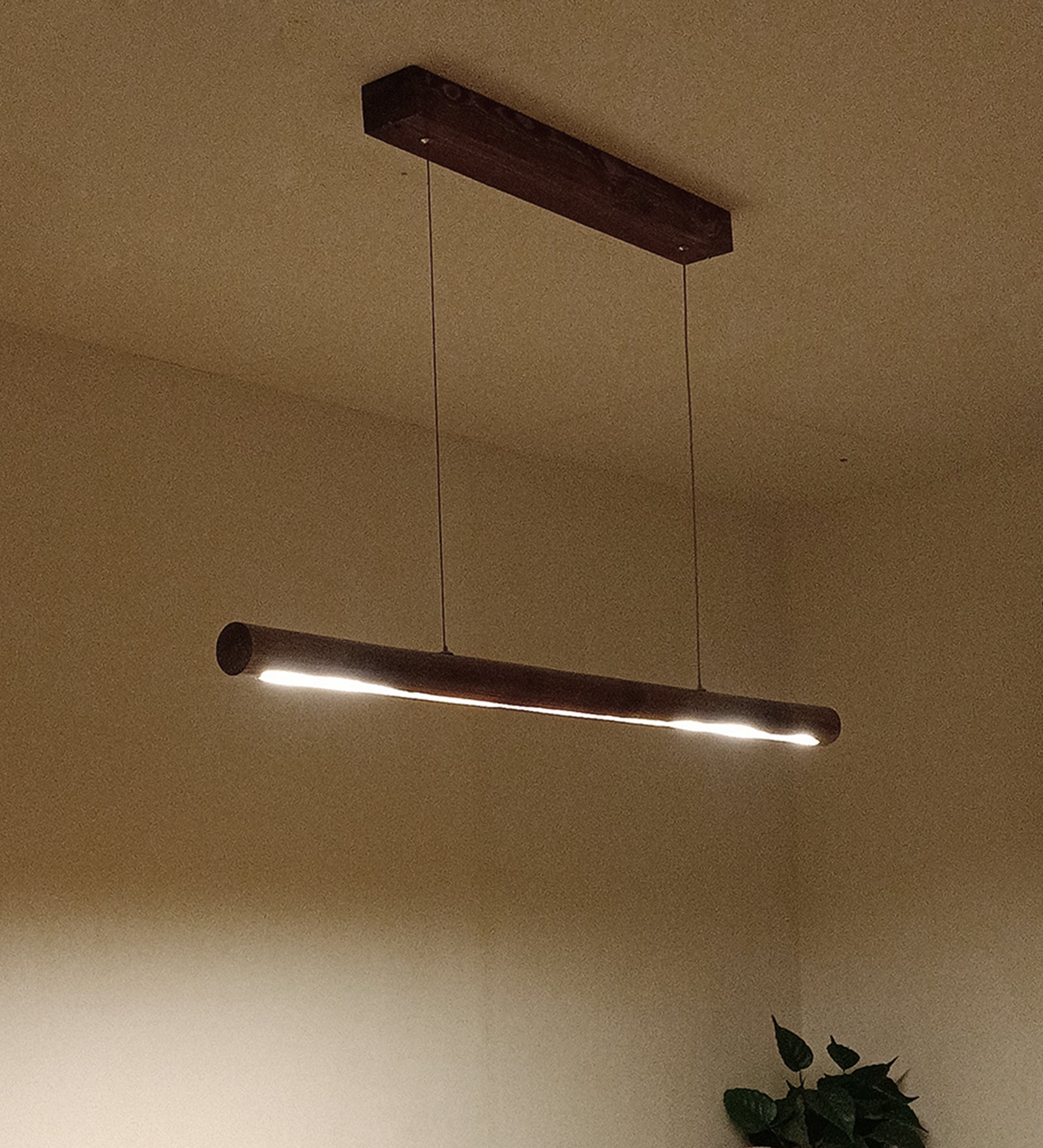 Cannula 36 Brown Wooden LED Hanging Lamp