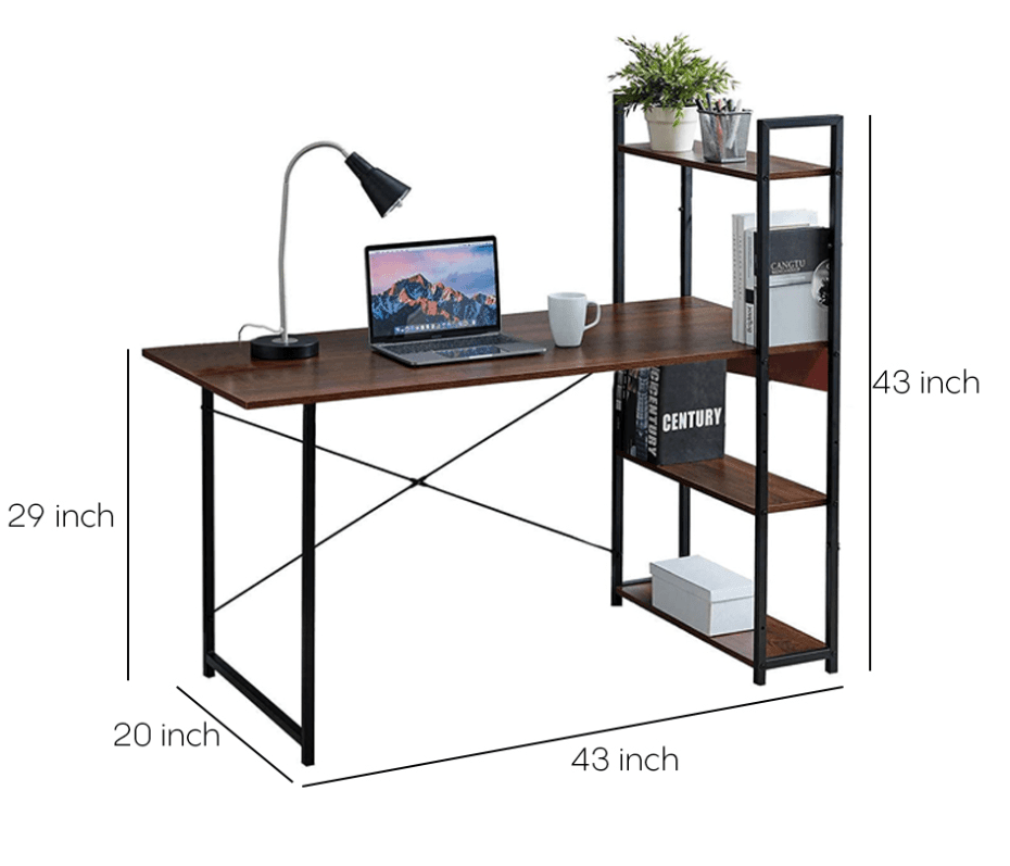 Ivan Computer Desk with four Storage Shelves - Ouch Cart 