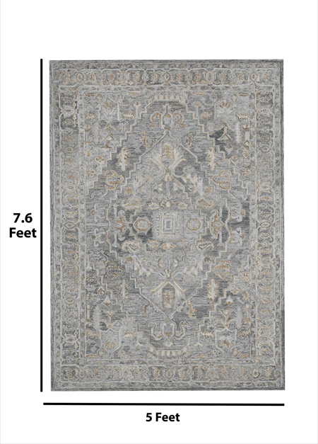 Saraswati Global Rug Handmade,Premium  Wool, Area Rug,5x7.6 Elegant Designs, Anti-Skid & Anti Slip Backing Carpet , Ideal for Bedroom, Living Room, and Dining Room, Kids Room, Office Rug.