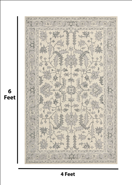 Saraswati Global Rug , Handmade Area Rug 4x6  Feet, Premium Wool, Anti-Skid & Anti Slip Backing Carpet , Ideal for Bedroom, Living Room, and Dining Room, Kids Room, Office,.