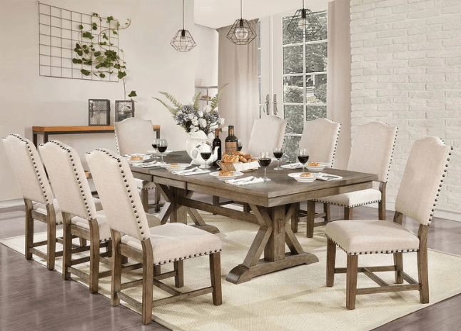 Extendable Trestle Dining Set - Ouch Cart 