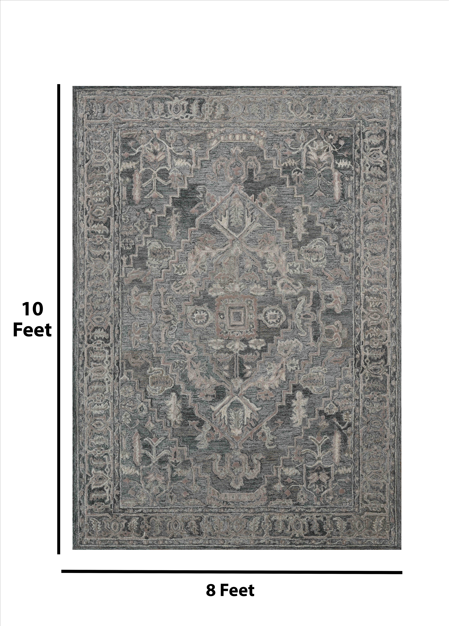 Saraswati Global Rug  Luxury Handcrafted Floral Area Rug - 8x10 Feet, Premium  Wool, Anti-Skid & Anti Slip Cotton Backing Carpet , Ideal for Bedroom, Living Room, and Dining Room, Kids Room, Office.
