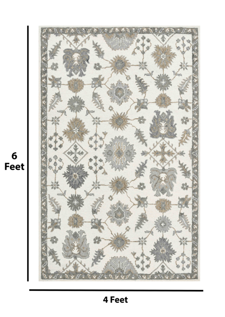 Saraswati Global Rug  Handmade Area Rug 4x6 Feet, Premium Wool, Anti-Skid & Anti Slip Backing Carpet , Ideal for Bedroom, Living Room, and Dining Room, Kids Room, Office.