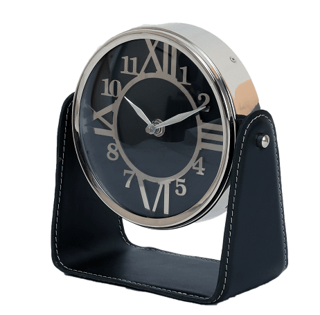 Genuine Black Leather Table clock - Ouch Cart 