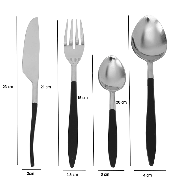 Midnight Opulence Black & Silver Cutlery Set of 16 - Ouch Cart 