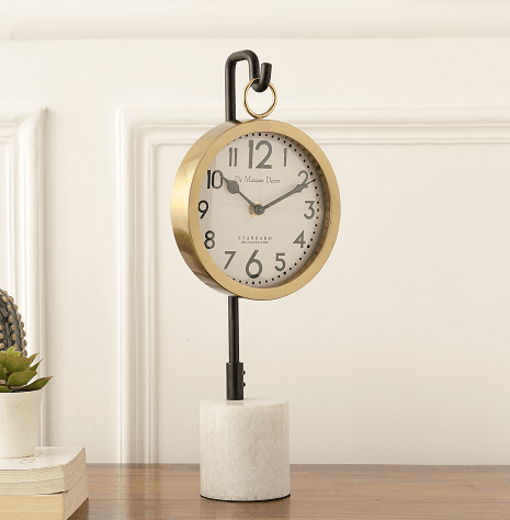 Suspended Marble Time Keeper in Gold Table Clock - Ouch Cart 