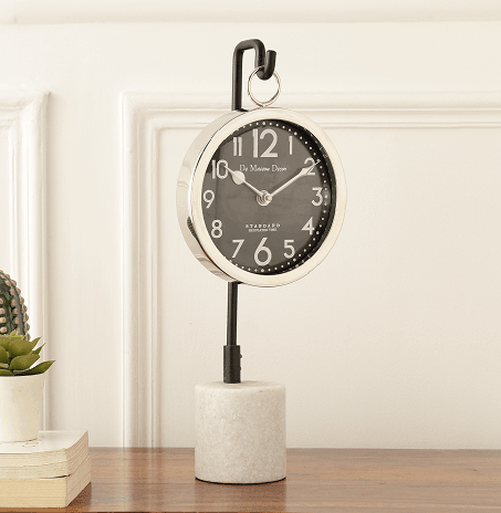 Suspended Marble Time Keeper in Silver Table Clock - Ouch Cart 