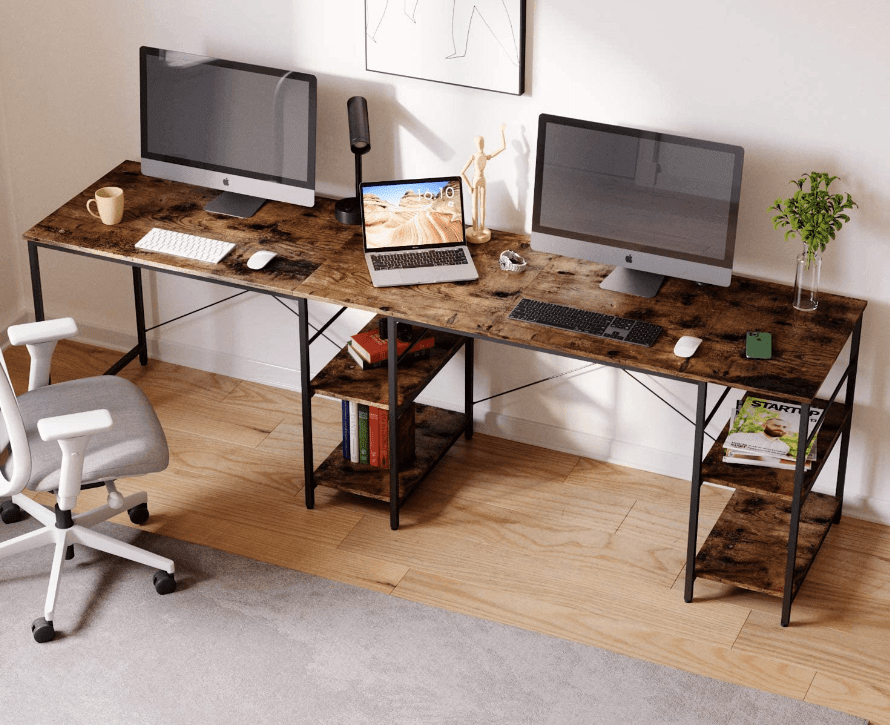 L Shaped Desk with Shelves and Reversible Corner Computer Desk - Ouch Cart 