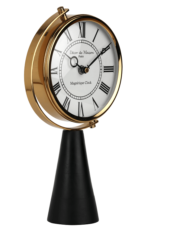 Black Wood's Pedestal Clock in Reflective Gold