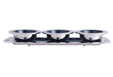 Versace Design Bowl Tray Set in Blue Enamle & Silver Finish