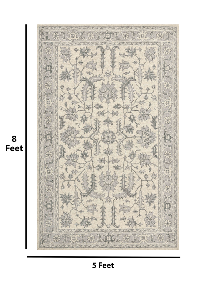 Saraswati Global Rug , Handmade Area Rug, 5x8 Feet,  Wool & Viscose Rug, Luxurious  Anti-Skid & Anti Slip Backing Carpet , Ideal for Bedroom, Living Room, and Dining Room, Kids Room, Office Rug.